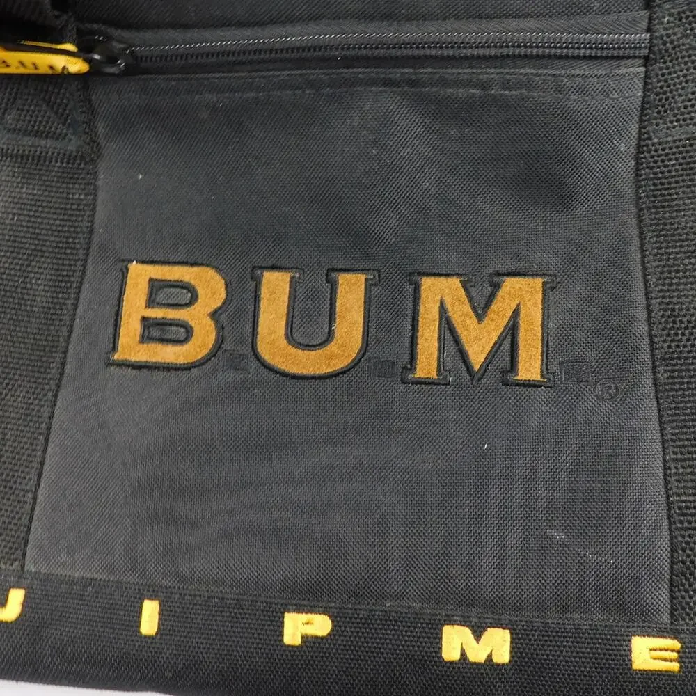 Vintage 90s B.U.M. Equipment Black Duffel Gym Travel Bag Shoulder Strap Black